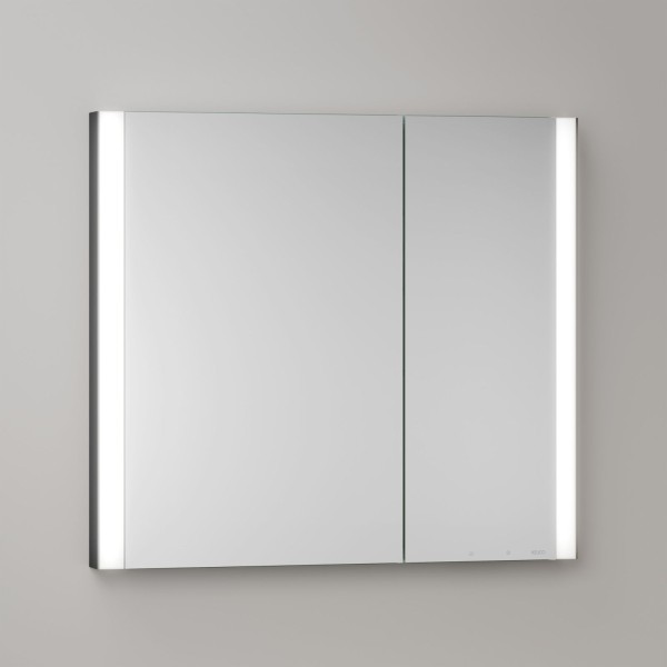 KEUCO Royal Atlas LED Spiegelschrank 80 x 71 x 11,5 cm mit 2 Türen, asymmetrisch, Spiegelheizung, Un