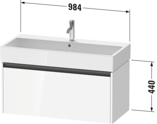 Duravit Ketho.2 Waschtischunterbau wandhängend Eiche Schwarz Matt 984x460x440 mm - K25078016160000