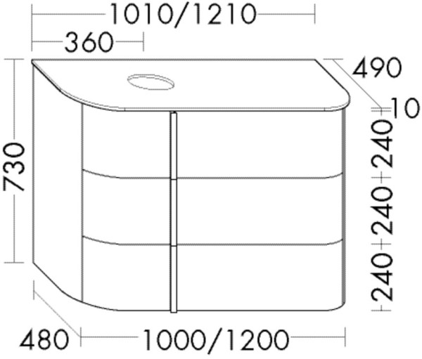 Burgbad Waschtischunterschrank Lavo 2.0 730x1210x495 Eiche Dekor Silber, SFZZ121RF6029