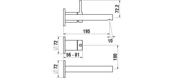 LAUFEN 2-Griff-Wa-Thermostat Unterputz Twintherm