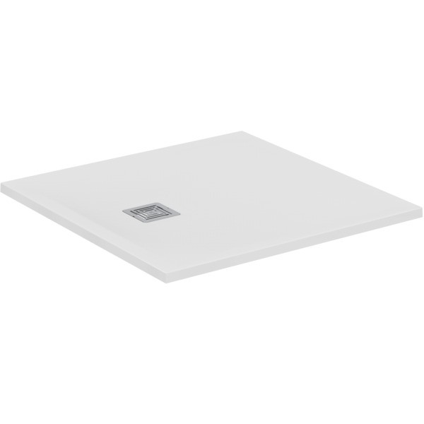 Ideal Standard Quadrat-Duschwanne Ultra Flat S + 900x900mm Abl.25cm Mitte/Seite Weiss, T5597FR