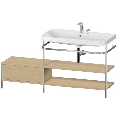 Duravit Happy D.2 Plus c-shaped Set mit Metallkonsole und Schubkasten Mediterrane Eiche Matt 1600x49