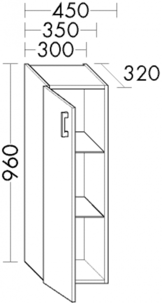 Burgbad Halbhochschrank Sys30 PG1 Aqua 960x350x320 Nussbaum Dekor Samt, UH3525LF2812