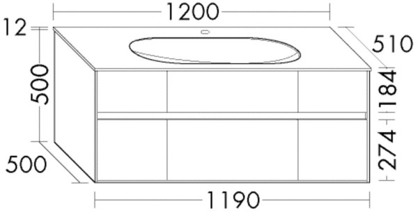 Burgbad Glas Waschtisch-Set rc40 Weiß Hochglanz/Schilf Matt, SGAT120F4514A0067