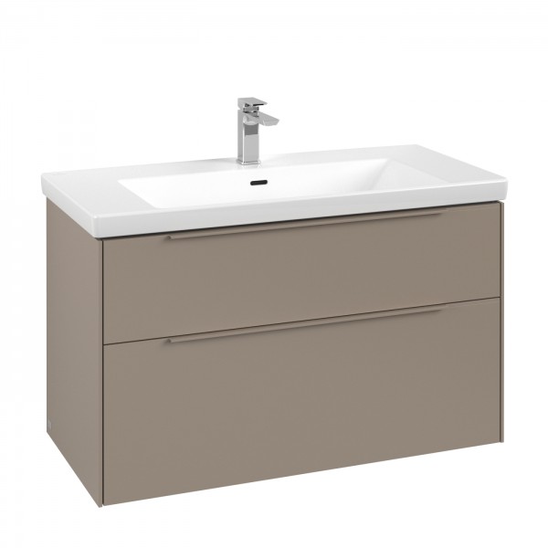 Villeroy & Boch Subway 3.0 Waschbeckenunterschrank, 2 Auszüge, 973 x 579 x 462 mm, Taupe / Taupe