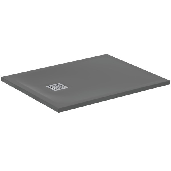 Ideal Standard Rechteck-Duschwanne Ultra Flat S + 1000x800mm Abl.25cm Mitte/Seite Grau, T5596FS