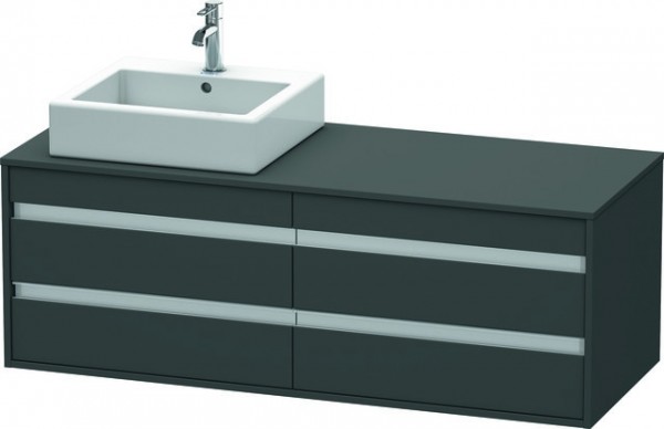 Duravit Ketho Konsolenwaschtischunterbau wandhängend Graphit Matt 1400x550x496 mm - KT6657L4949