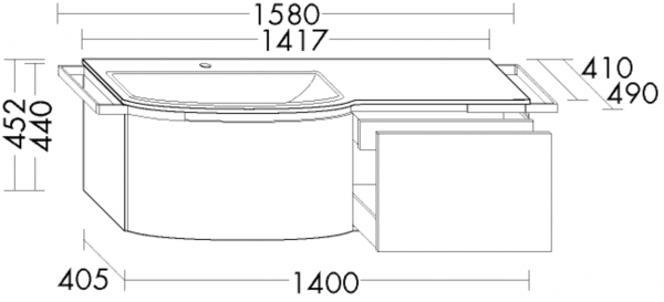 Burgbad Keramik Waschtisch-Set YSO PG2 HGL Anthrazit Ultramatt/Alpinweiss, SFAD141RF5754C0001