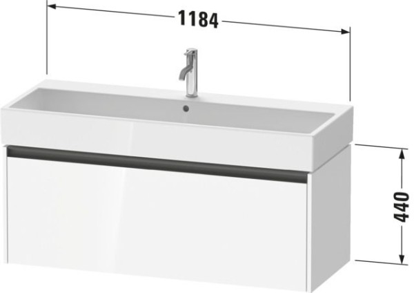 Duravit Ketho.2 Waschtischunterbau wandhängend Basalt Matt 1184x460x440 mm - K25079043430000