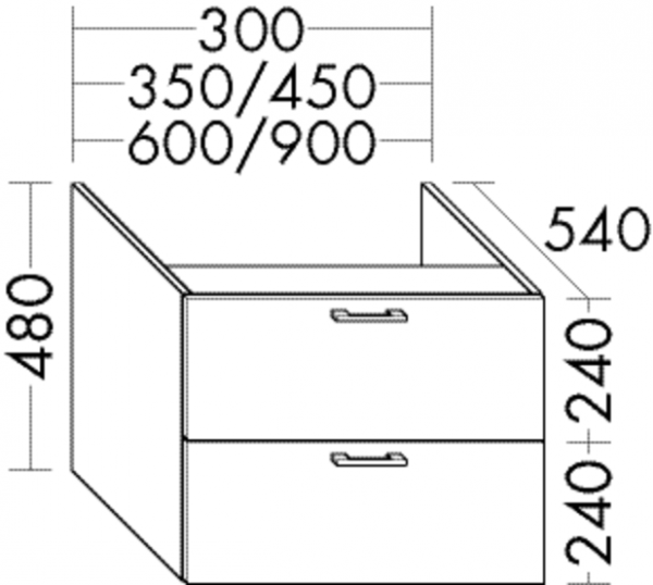 Burgbad Unterschrank Sys30 PG1 Aqua 480x900x540 Marone Dekor Trüffel, U904AF1718