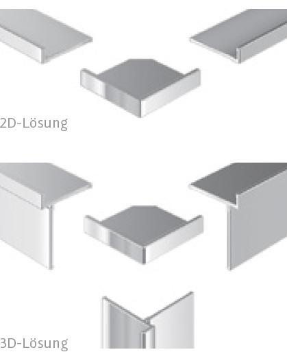 HSK 3D-Ecke, außen, flächenbündig ca. 24 × 24 mm, schwarz-matt, 930013-68