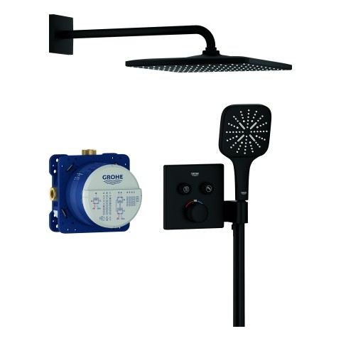 GROHE Unterputz-Duschsystem Grohtherm SmartControl 34865 THM eck. Form 2 ASV phantom black, 34865KF0