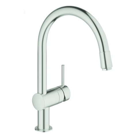 GROHE Einhand-SPT-Batterie Minta 32918 DN15 herausz. Mousseurauslauf supersteel