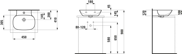 LAUFEN Aufsatz- Handwaschbecken INO 450x410x145