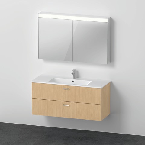 Duravit XBase Möbelwaschtisch mit Waschtischunterbau und Spiegelschrank 1230x490x2000 mm - XB0078030