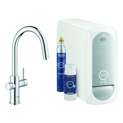 Grohe Blue Home Starter Kit ausziehbarer Auslauf Bluetooth/WIFI C-Auslauf, chrom, 31541000