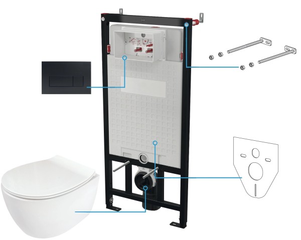 Neuesbad Serie 600 Wand-WC Set inkluisve Sitz + Spülkasten inklusive Betätigungsplatte schwarz