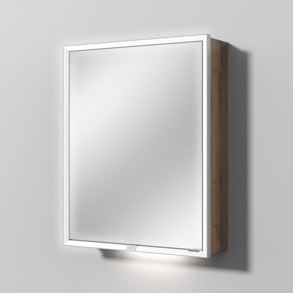 Sanipa Reflection Spiegelschrank MILO 60 mit LED-Beleuchtung, Eiche-Tabak, AU03050