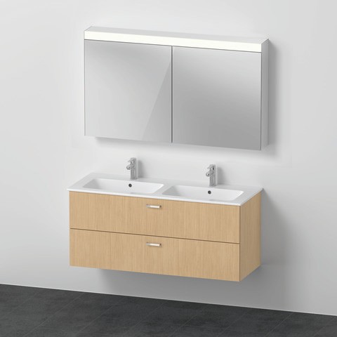 Duravit XBase Möbelwaschtisch mit Waschtischunterbau und Spiegelschrank 1300x490x1200 mm - XB0068030