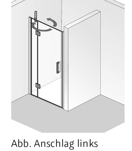 HSK Aperto Pro Drehtür pendelbar an Nebenteil in Nische