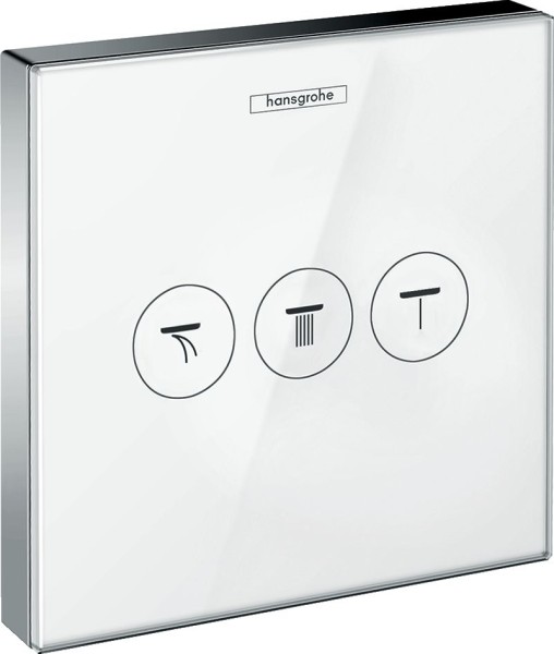 Hansgrohe Ventil Unterputz ShowerSelect Glas 3 Verbraucher weiss/chrom, 15736400 , 15736400