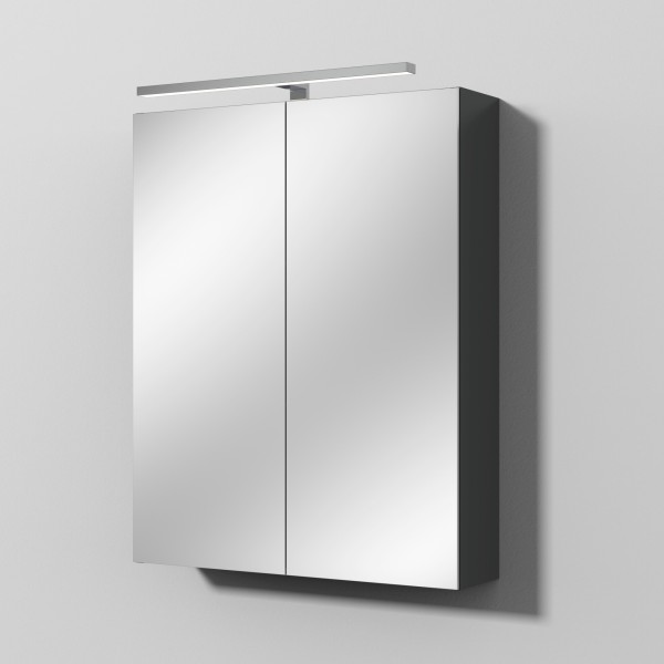 Sanipa Reflection Spiegelschrank MILLA 60 mit LED-Aufsatzleuchte, Anthrazit-Matt, SD14022