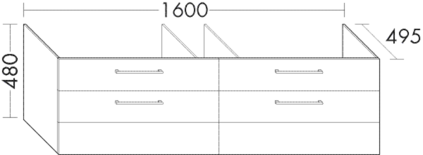 Burgbad Waschtischunterschrank Crono HGL 480x1600x495 Grau Hochglanz, SEVJ160F1802