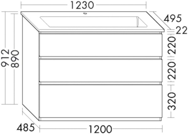 Burgbad Keramik Waschtisch-Set Lin20 Acryl/Lack Matt Dunkelgrau Matt/Alpinweiss, SGHG123F5381C0001