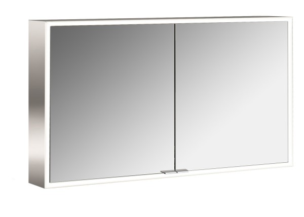 emco LED-Lichtspiegelschrank prime Aufputz, 1200 mm, 2-türig, IP 20 mit Lichtpaket, Rückwand glas-we