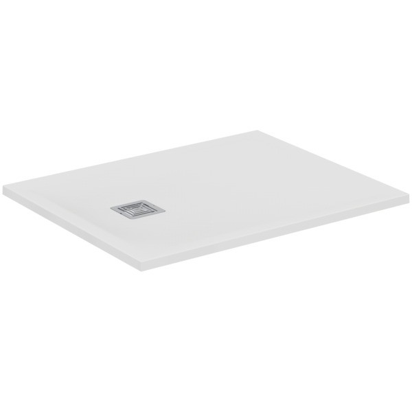 Ideal Standard Rechteck-Duschwanne Ultra Flat S + 1000x800mm Abl.25cm Mitte/Seite Weiss, T5596FR