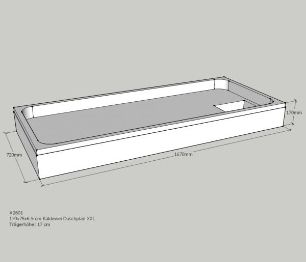 Neuesbad Wannenträger für Kaldewei Duschplan XXL 75x170x6,5