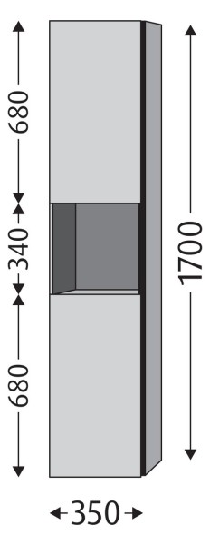 Sanipa 3way Hochschrank mit 2 Türen und 1 offenem Fach, Eiche-Tabak