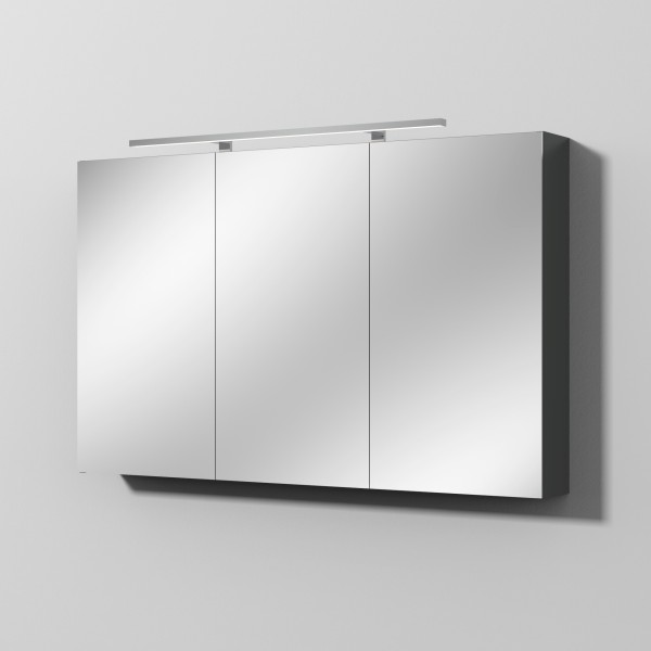 Sanipa Reflection Spiegelschrank MILLA 120 mit LED-Aufsatzleuchte, Anthrazit-Matt, SD14522