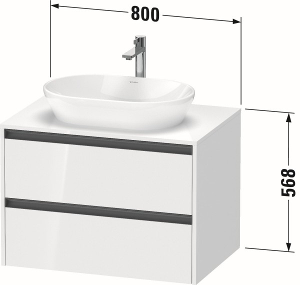 Duravit Ketho.2 Konsolenwaschtischunterbau wandhängend Eiche Schwarz Matt 800x550x568 mm - K24895016