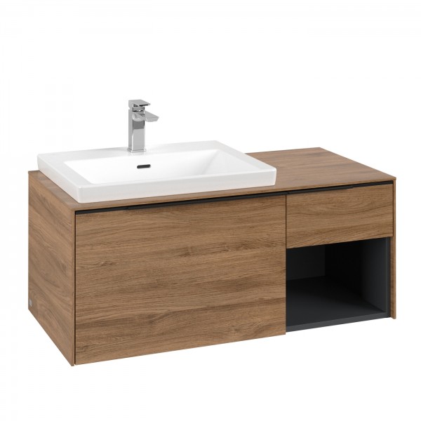 Villeroy & Boch Subway 3.0 Waschbeckenunterschrank, 2 Auszüge, 1001 x 423 x 500 mm, Kansas Oak / Kan