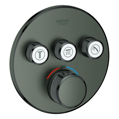 GROHE Thermostat Grohtherm SmartControl 29121 FMS rund 3 ASV hard graphite geb., 29121AL0