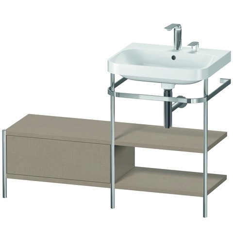 Duravit Happy D.2 Plus c-shaped Set mit Metallkonsole und Schubkasten Leinen Matt 1200x490x850 mm -