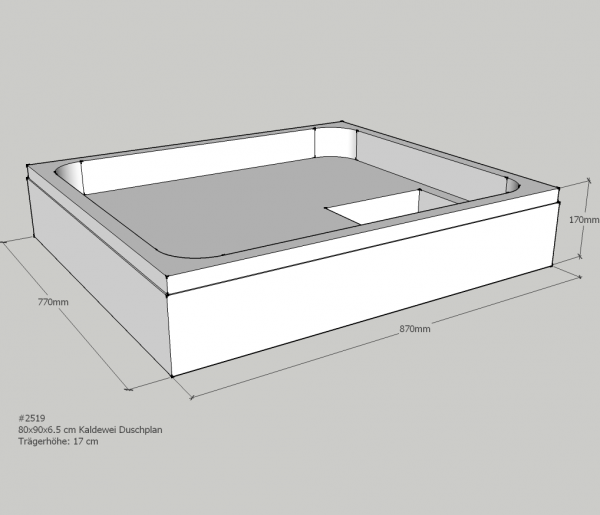 Neuesbad Wannenträger für Kaldewei Duschplan 80x90x6,5