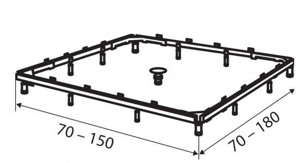 HSK Montagerahmen, für Acryl- und Marmor-Polymer-Duschwannen 70 x 70 bis 150 x 180 , 590150