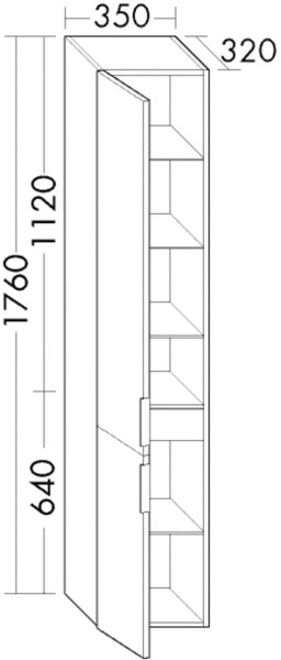 Burgbad Hochschrank Euro 1760x350x320 Grau Hochglanz, HSBA035LF3864