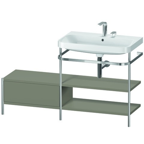 Duravit Happy D.2 Plus c-shaped Set mit Metallkonsole und Schubkasten Stein Grau Seidenmatt 1400x490