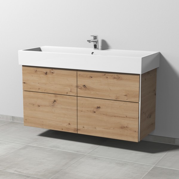 Sanipa 3way Waschtischunterbau zu Duravit Vero Air Waschtisch mit 4 Auszügen, Eiche Natural-Touch