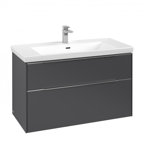 Villeroy & Boch Subway 3.0 Waschbeckenunterschrank, 2 Auszüge, 973 x 579 x 462 mm, Graphite / Graphi