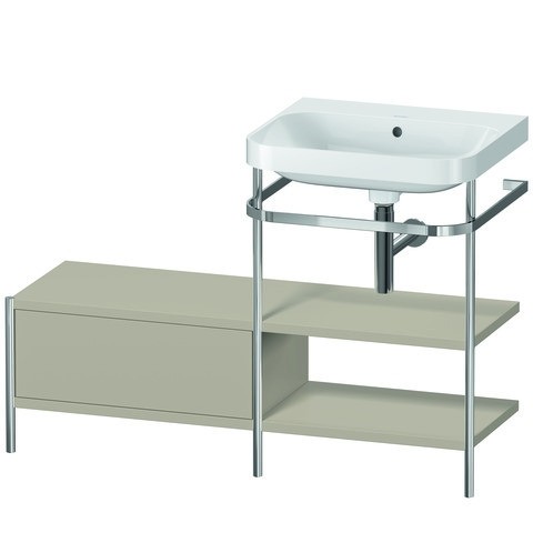 Duravit Happy D.2 Plus c-shaped Set mit Metallkonsole und Schubkasten Taupe Seidenmatt 1200x490x850