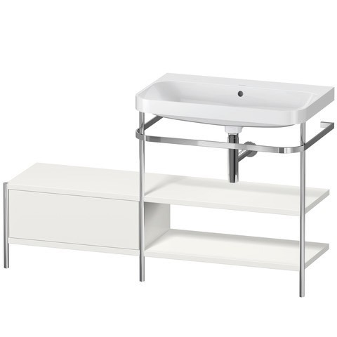 Duravit Happy D.2 Plus c-shaped Set mit Metallkonsole und Schubkasten Nordic Weiß Seidenmatt 1400x49