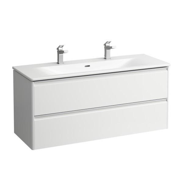 LAUFEN Waschtisch-Set Palace Set 450x1200x545 2Hl., mit Überlauf, 2Schubl Griff Aluminium eloxiert/w