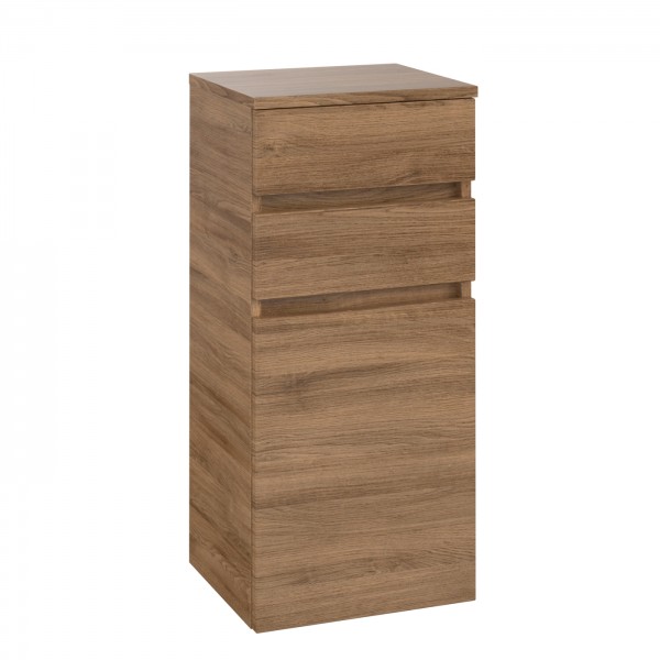 Villeroy & Boch Legato Seitenschrank, 1 Tür, 2 Schubladen, 400 x 870 x 350 mm, Kansas Oak / Kansas O