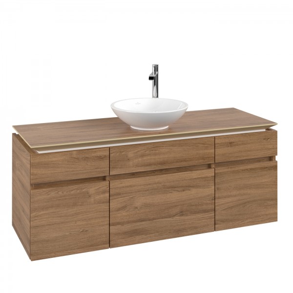 Villeroy & Boch Legato Waschbeckenunterschrank, 5 Auszüge, 1400 x 550 x 500 mm, Kansas Oak / Kansas