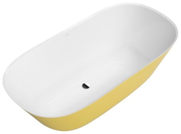 Villeroy & Boch Badewanne Theano 1550x750x620mm Solo Freistehend ColourOnDemand Stone White, Q155ANH