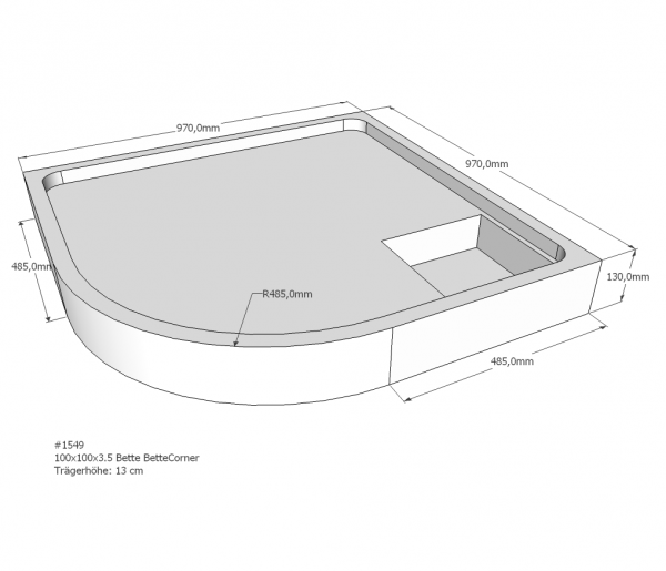 Neuesbad Wannenträger für Bette Corner 100x100x3,5 Viertelkreis